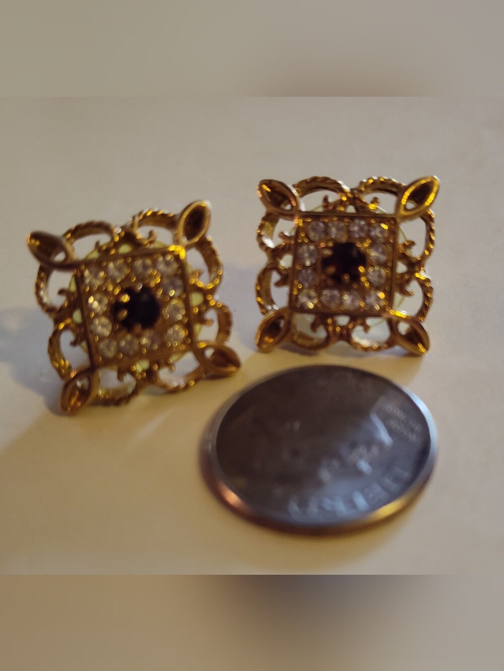 Avon Gold Plated Filigree Stud Earrings
